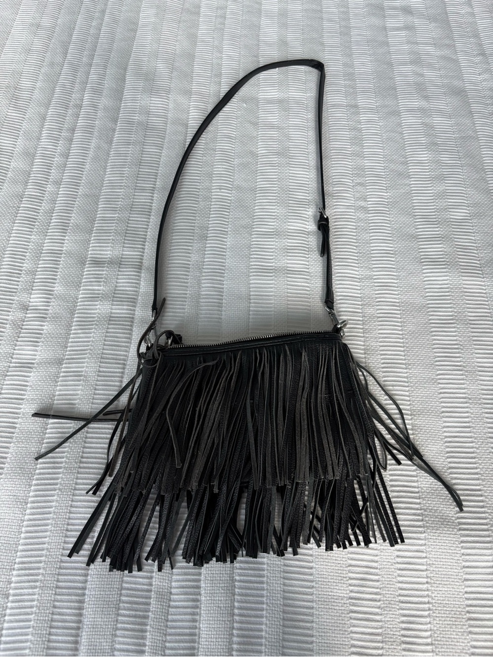 Source Unknown Black Fringe Crossbody Purse